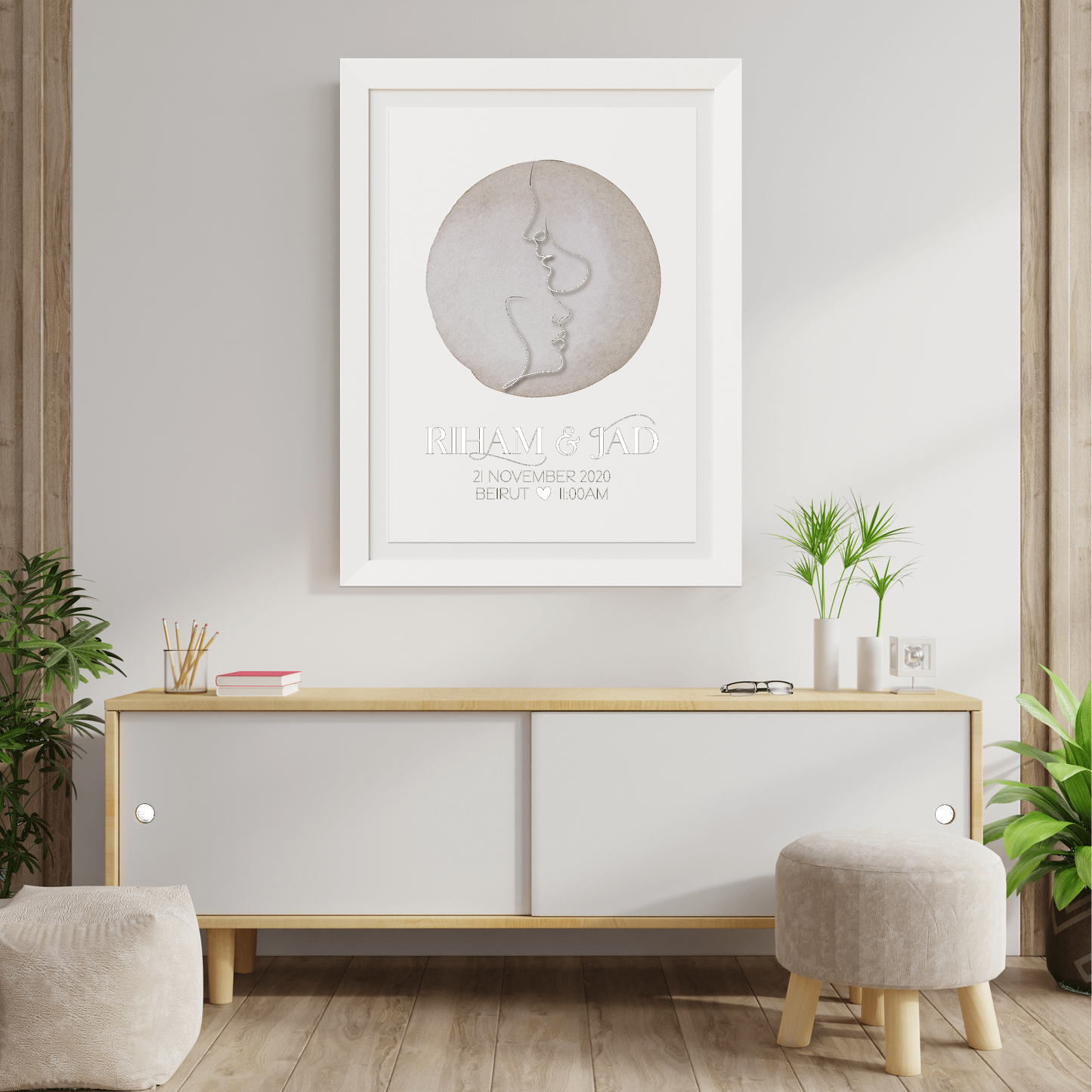 Personalized Line Art Couple's Poster Print-0