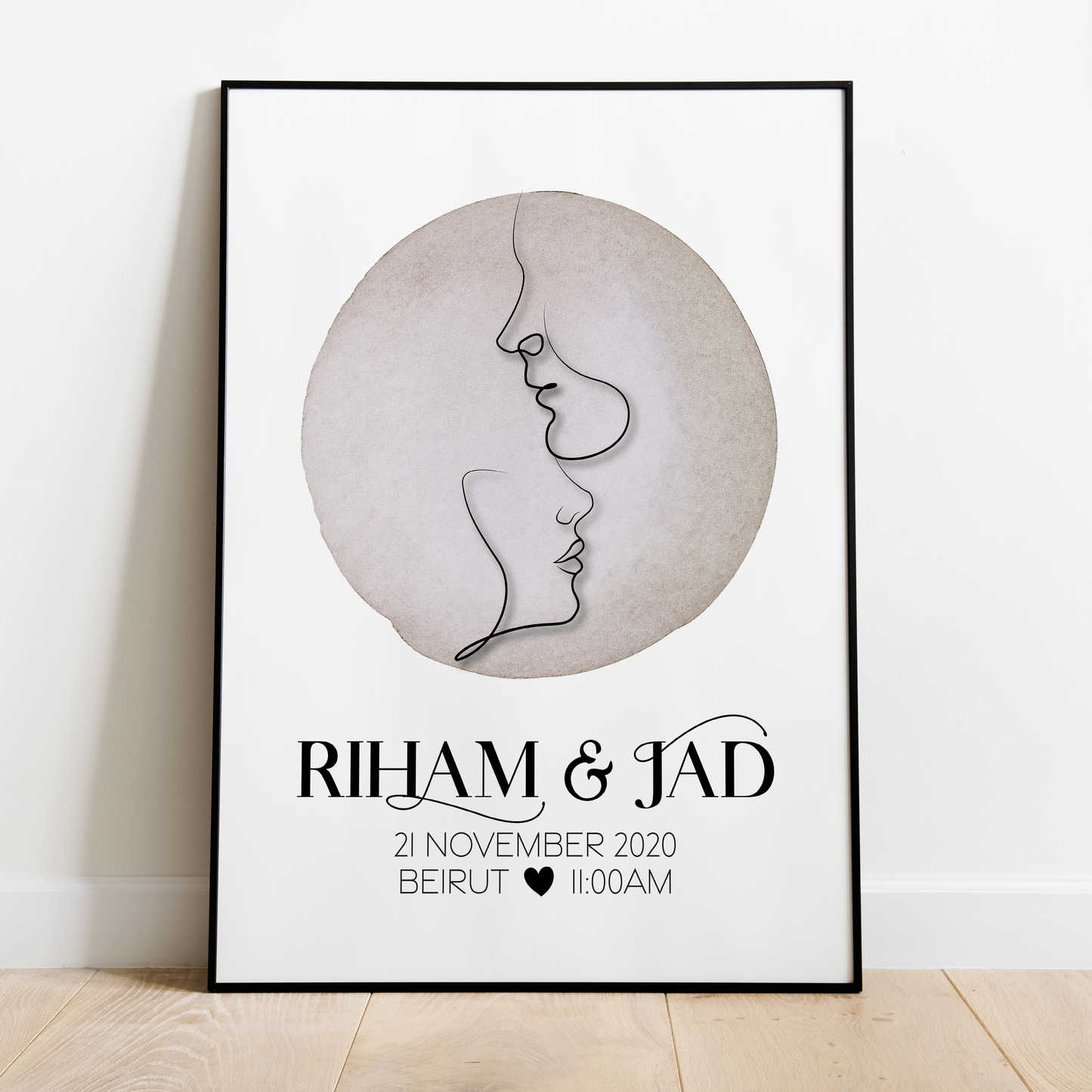 Personalized Line Art Couple's Poster Print-1