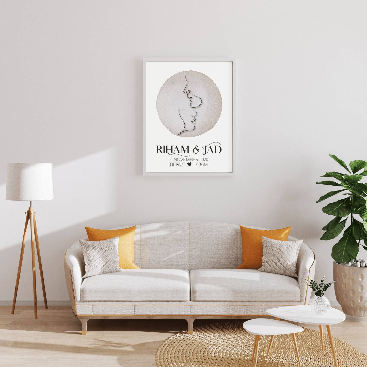 Personalized Line Art Couple's Poster Print-2