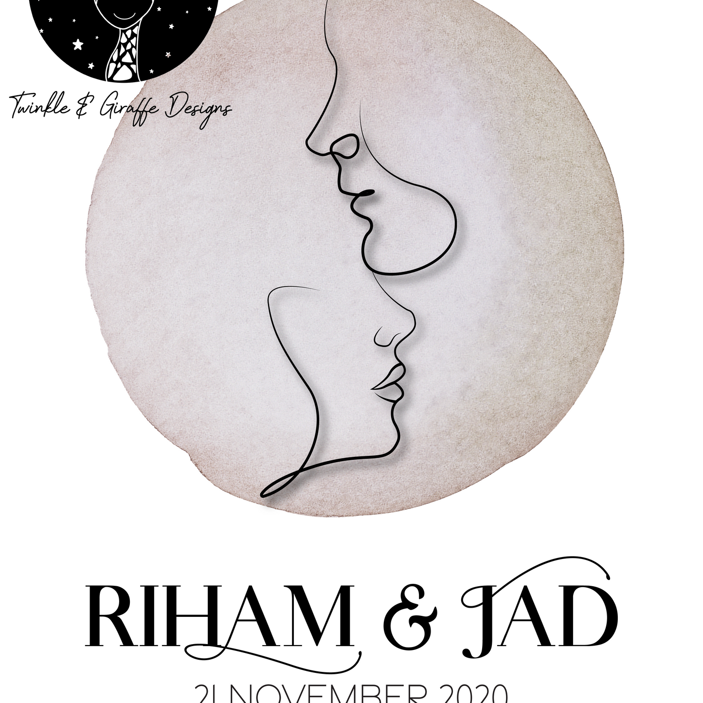 Personalized Line Art Couple's Poster Print-3