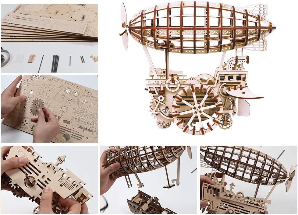 ROBOTIME ROKR 3D Wooden Air Vehicle Jigsaw Puzzle Model Kit Laser Cutting Kids Toys LK702