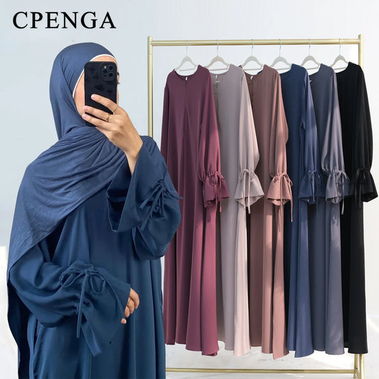 Arabic Muslim Women Modest Dress 2025 Elegant Dubai Plain Abaya Islamic Church Clothing Fashion Loose Turkey Solid Robe