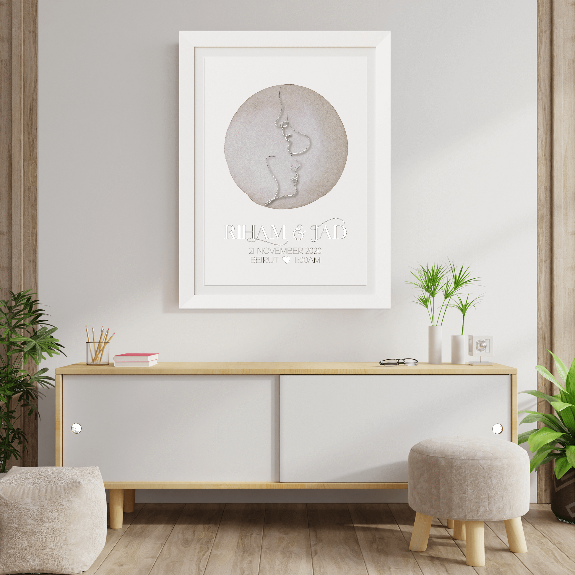 Personalized Line Art Couple's Poster Print-0