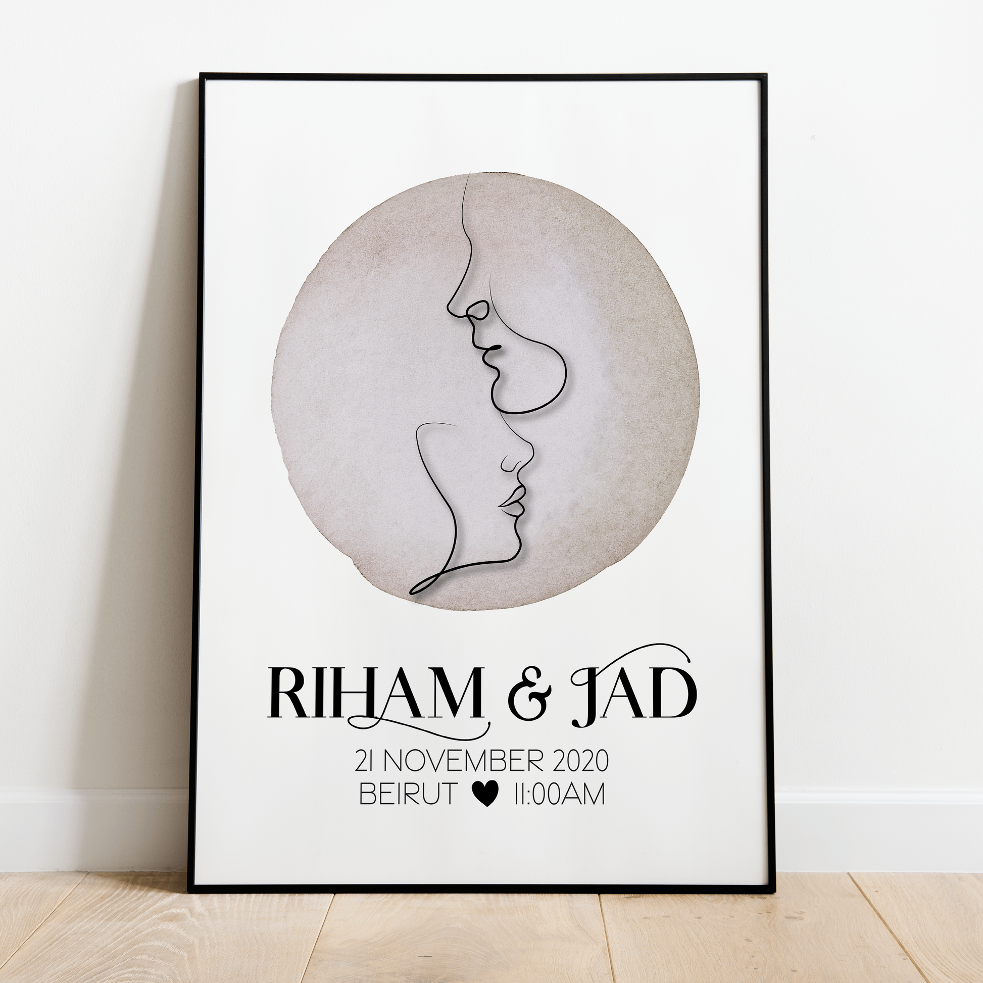 Personalized Line Art Couple's Poster Print-1