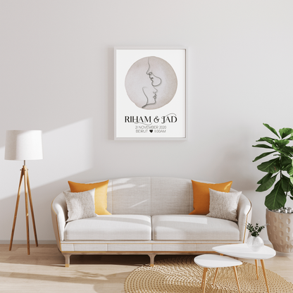 Personalized Line Art Couple's Poster Print-2