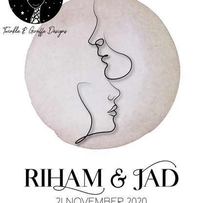 Personalized Line Art Couple's Poster Print-3