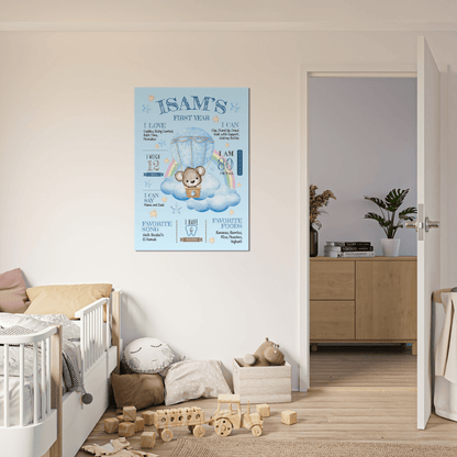Teddy Bear 1st Year Milestone Board Poster-0