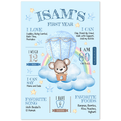 Teddy Bear 1st Year Milestone Board Poster-2